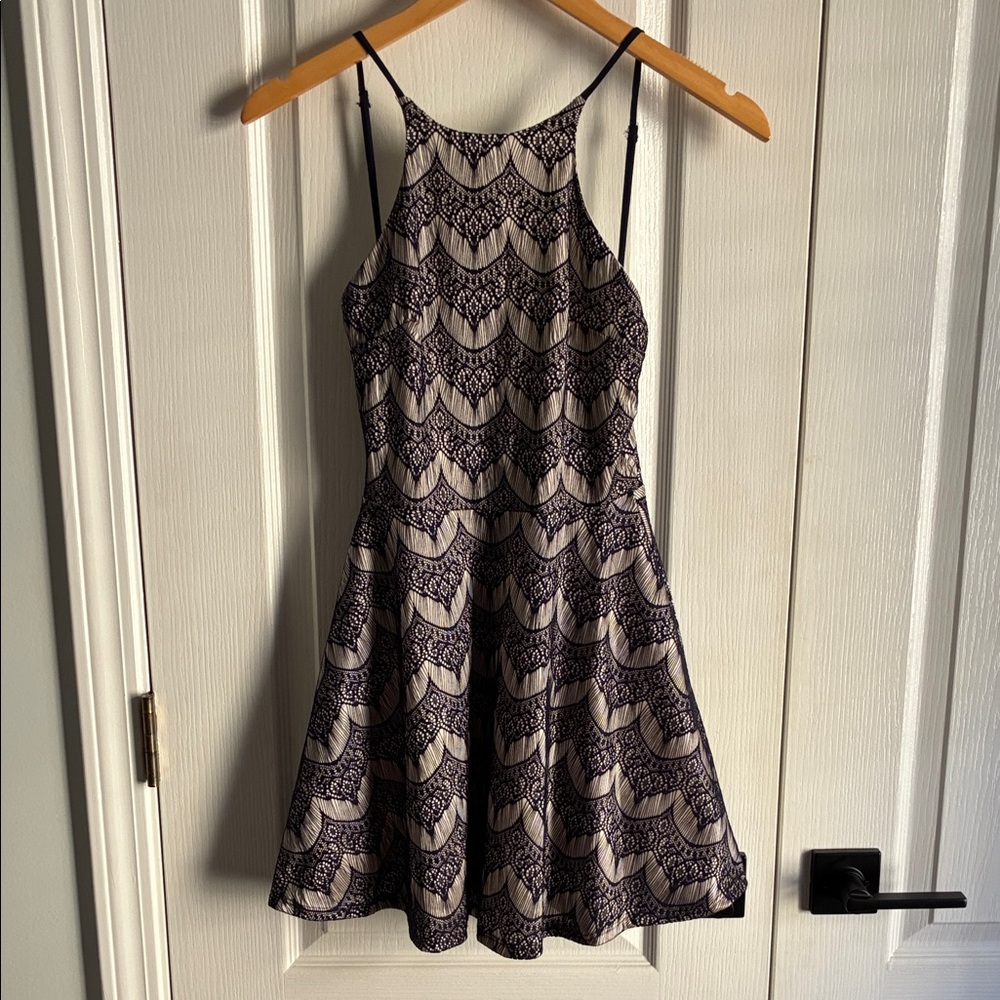Anna Grace Navy Lace Mini Dress